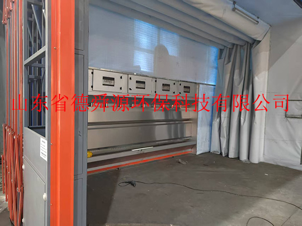 催化燃烧装置+气旋水帘柜+伸缩喷漆房安装